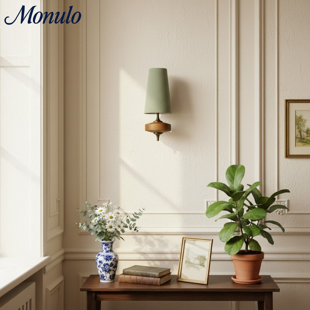 Rowan Retro Stoffschirm Wandleuchte – Klassische Stoffbeleuchtung für Schlafzimmer