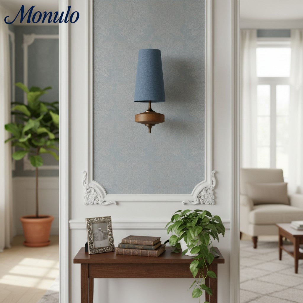 Aplique de pared Rowan Retro con pantalla de tela: iluminación clásica de tela para el dormitorio
