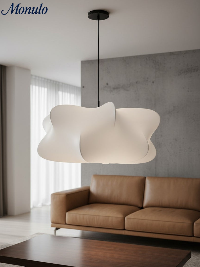 Lámpara colgante de seda Oslan en forma de nube con pantalla de tela - Nordic Drum Light Design 