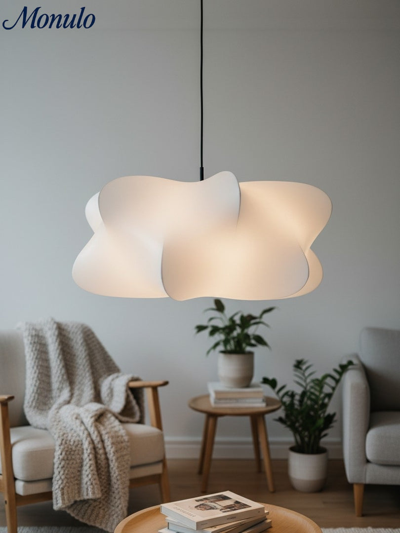 Lámpara colgante de seda Oslan en forma de nube con pantalla de tela - Nordic Drum Light Design 