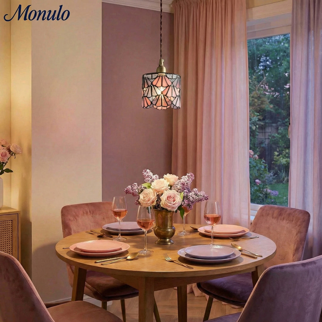 Suspension en verre teinté artistique Vintagia - Style Tiffany vintage pour îlot de cuisine