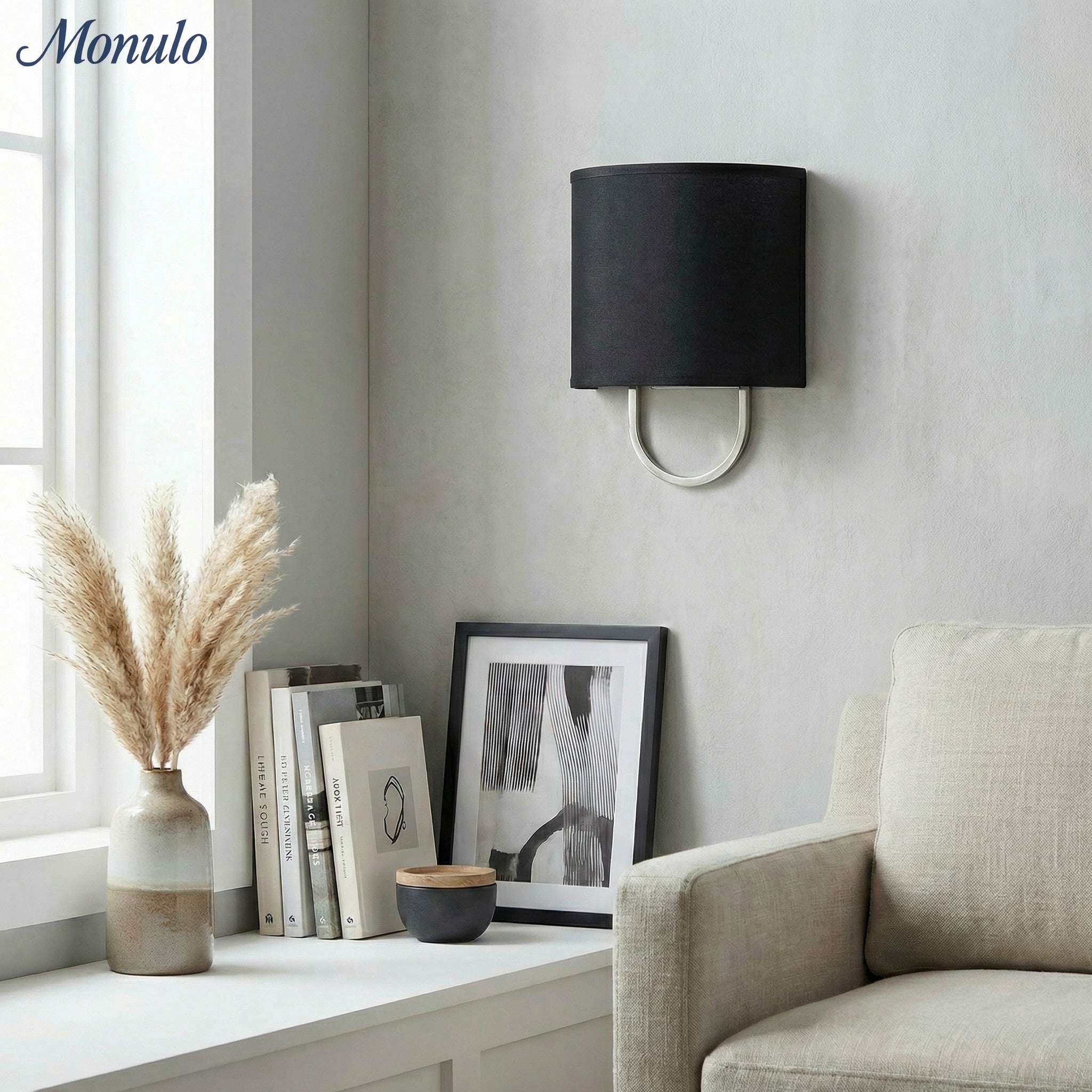 Nolvara Fabric Shade Wall Lamp - Modern Bedroom Wall Sconce for Cozy Lighting