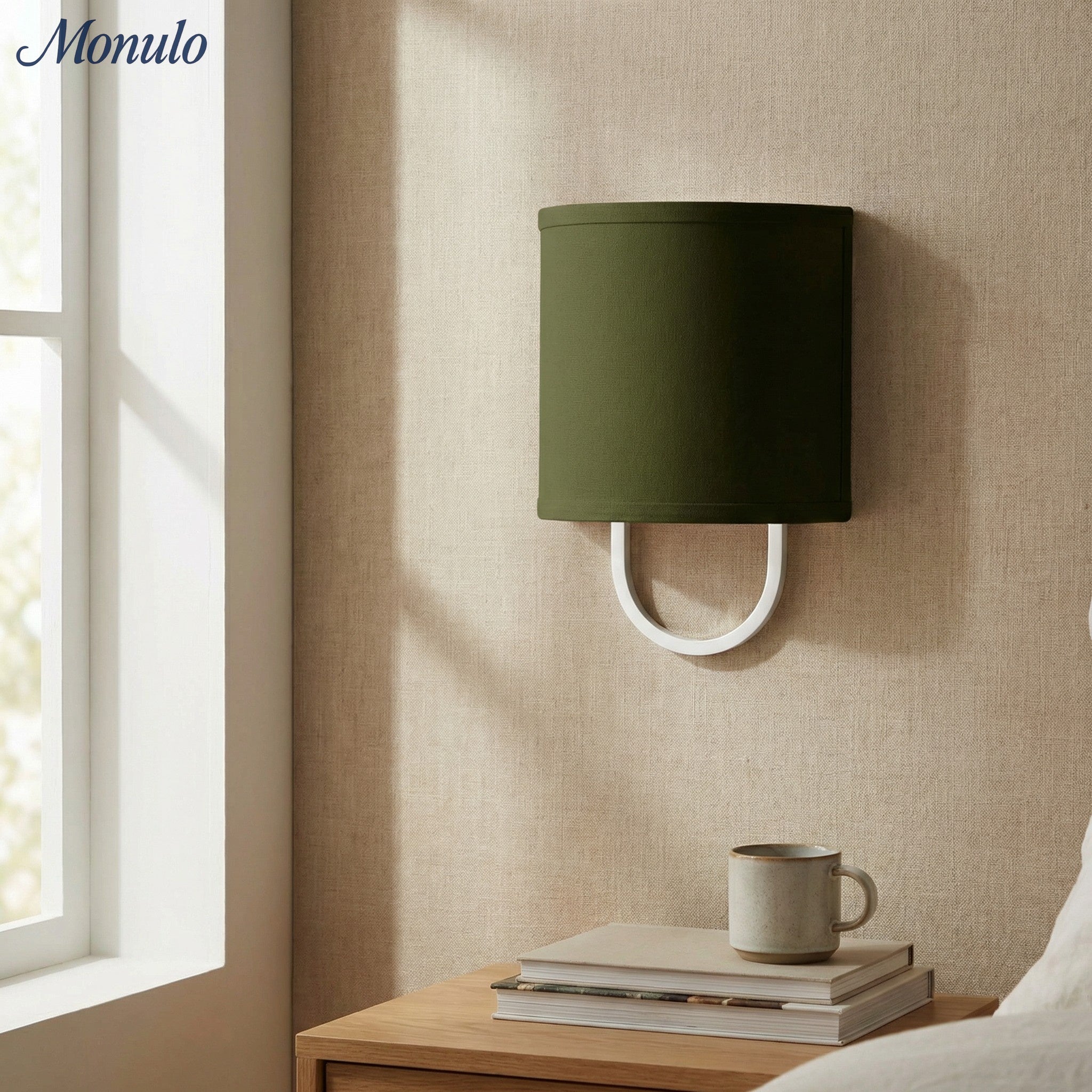 Nolvara Fabric Shade Wall Lamp - Modern Bedroom Wall Sconce for Cozy Lighting