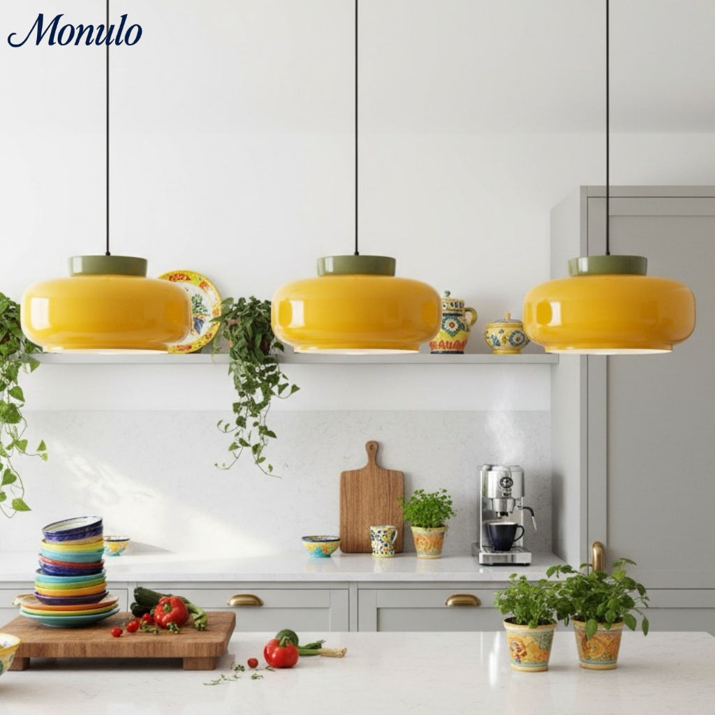 Fiesta Ceramic Bowl Pendant Light – Modern Colorful Ceiling Lamp for Kitchens and Dining Rooms