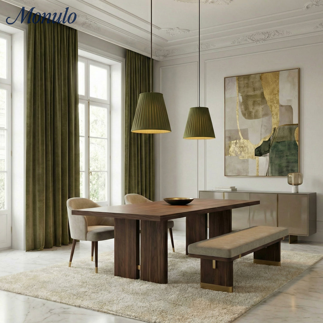 Lámpara colgante plisada de tela Luvora: elegante lámpara colgante de latón para comedor