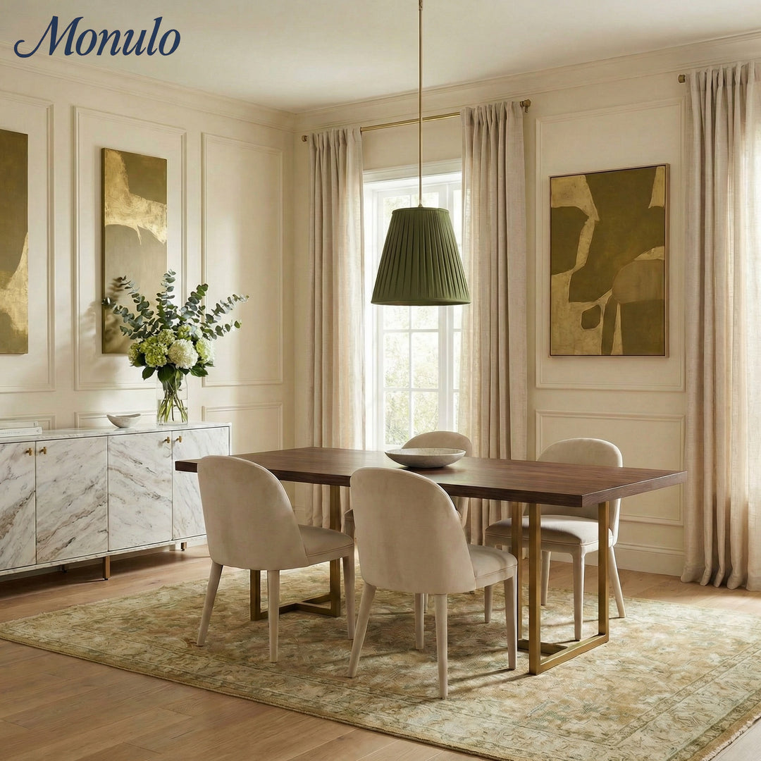 Lámpara colgante plisada de tela Luvora: elegante lámpara colgante de latón para comedor