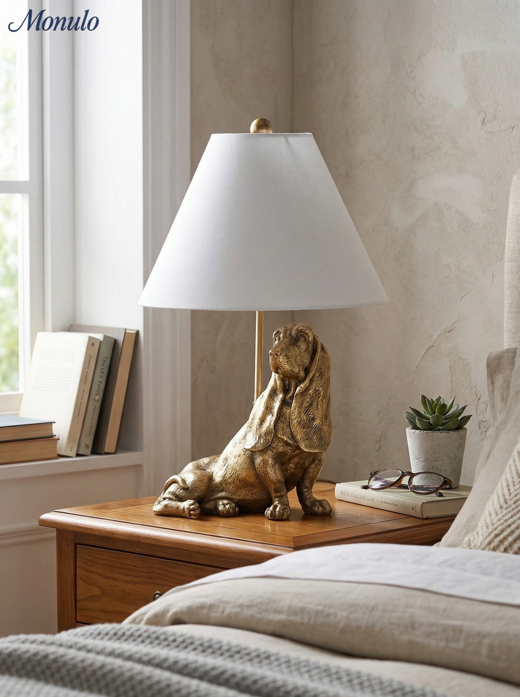 Pawdia Animal Bedside Table Lamp - Classic Fabric Shade Lighting