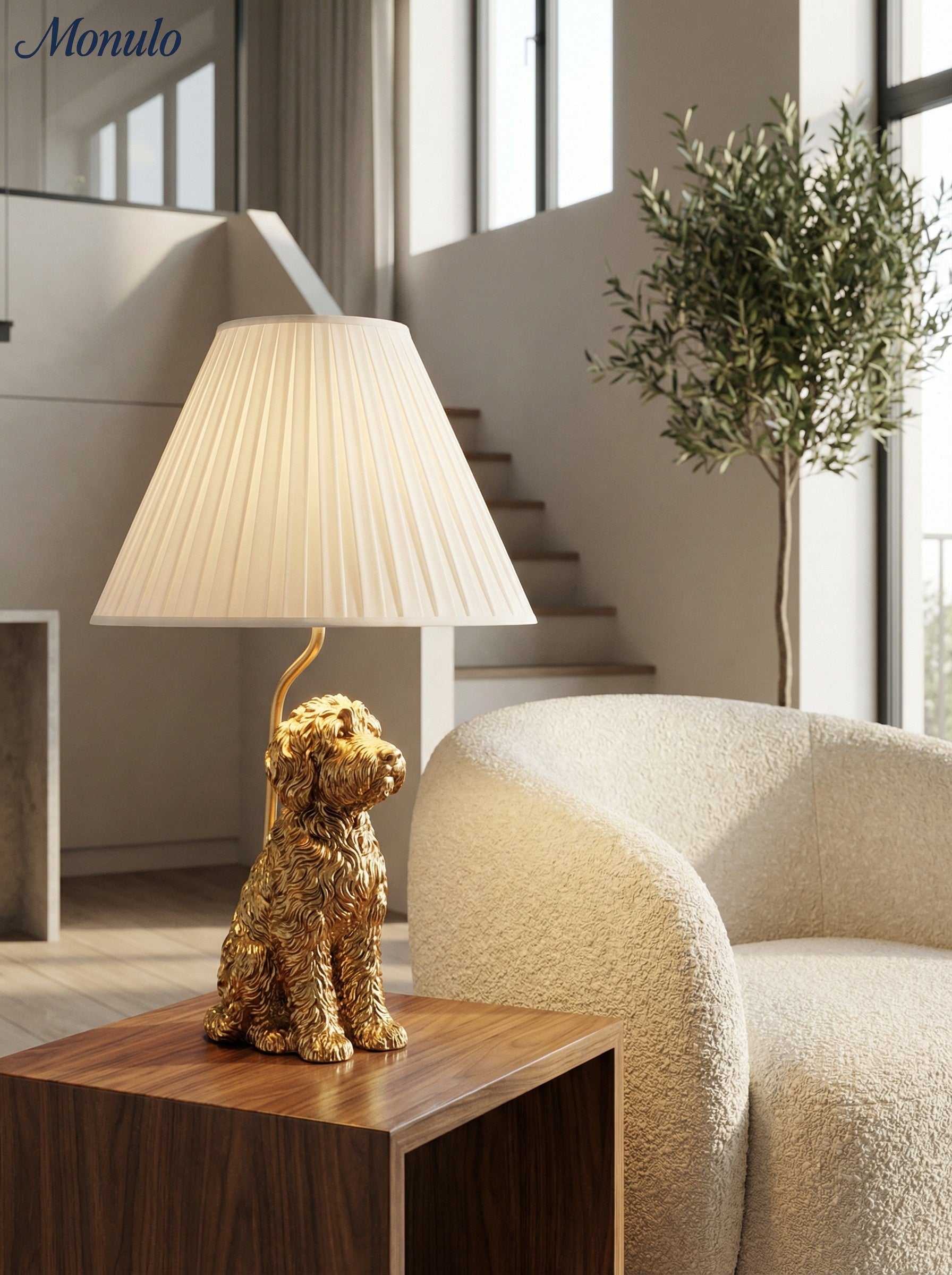 Pawdia Animal Bedside Table Lamp - Classic Fabric Shade Lighting