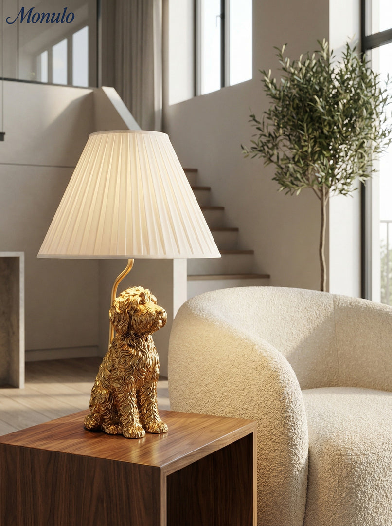 Pawdia Animal Bedside Table Lamp - Classic Fabric Shade Lighting