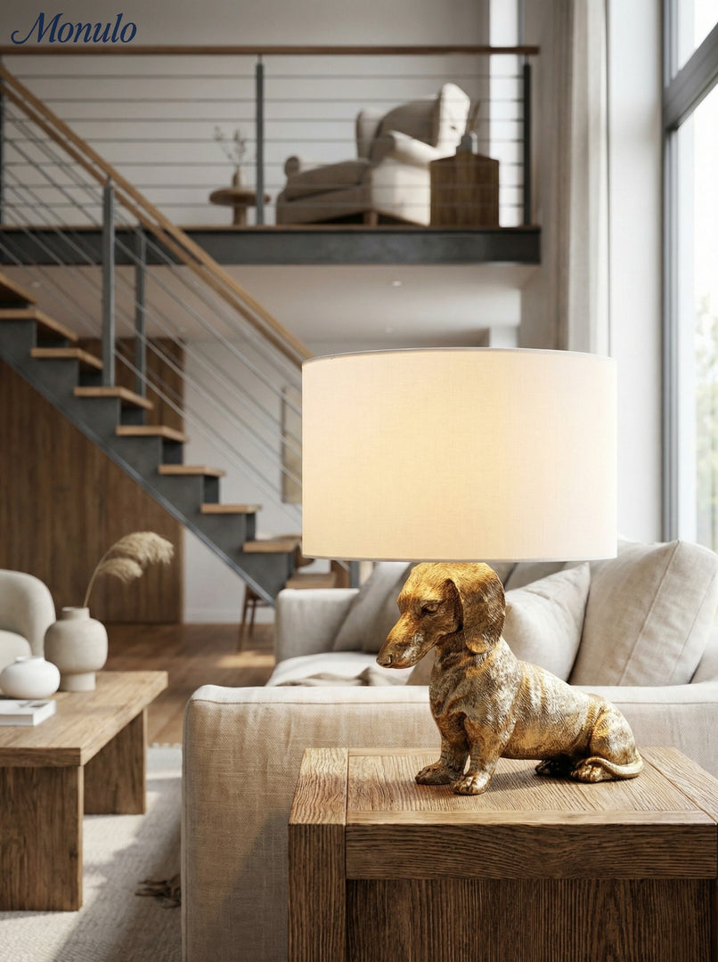 Pawdia Animal Bedside Table Lamp - Classic Fabric Shade Lighting