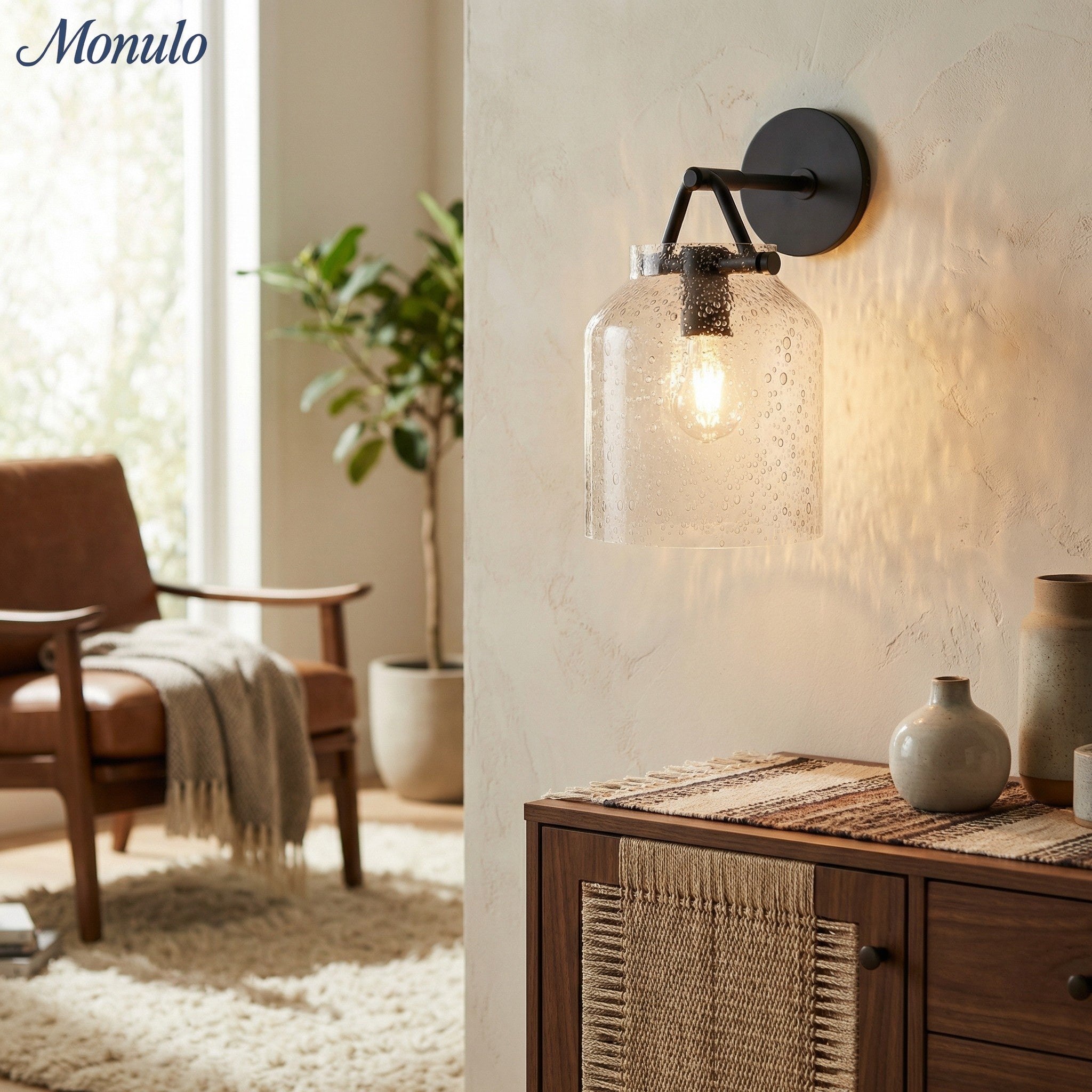 Hanton Minimalistische Wandleuchte – Vintage Milchglas-Wandleuchte mit Metallakzent