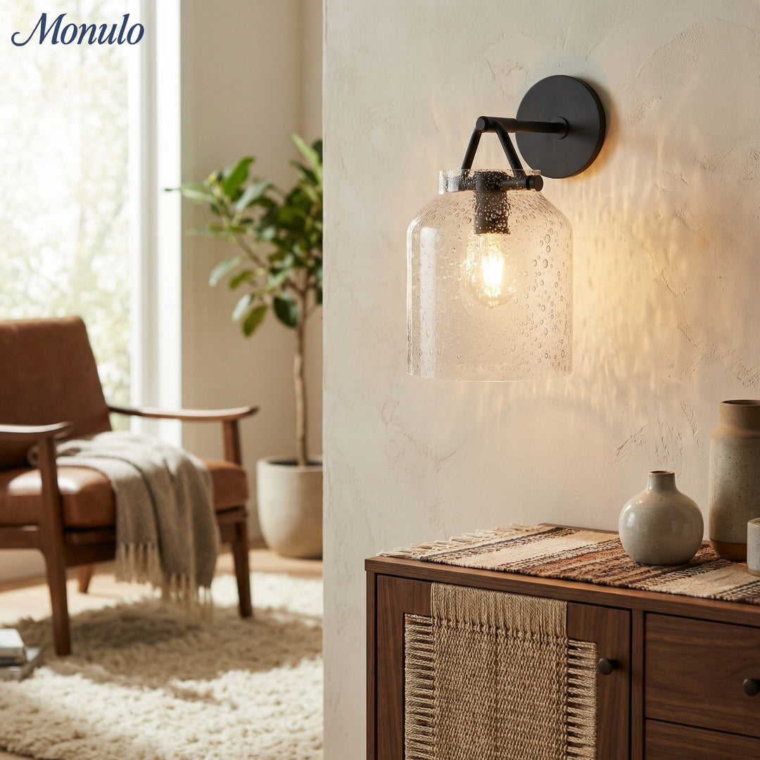 Applique murale minimaliste Hanton – Applique en verre lait vintage avec accent en métal