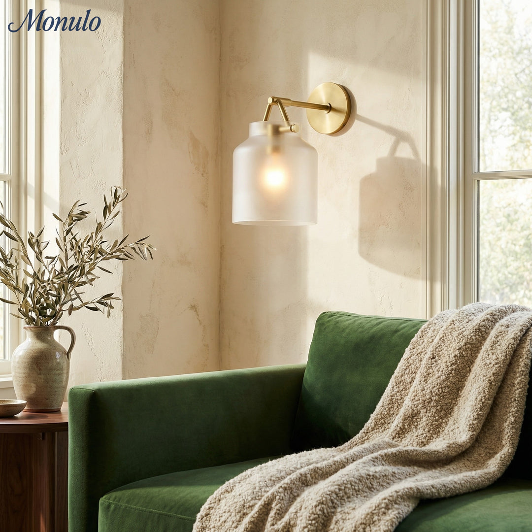 Applique murale minimaliste Hanton – Applique en verre lait vintage avec accent en métal