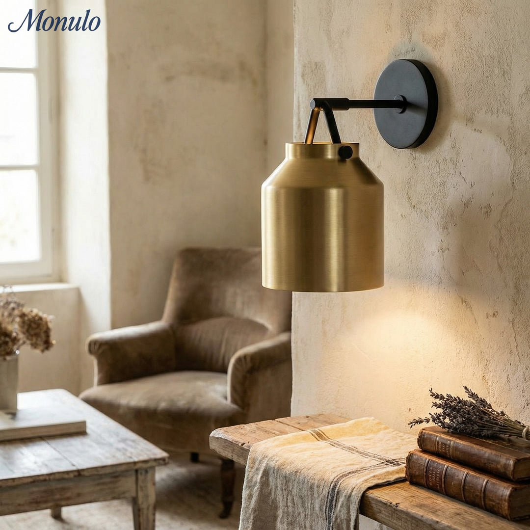 Applique murale minimaliste Hanton – Applique en verre lait vintage avec accent en métal