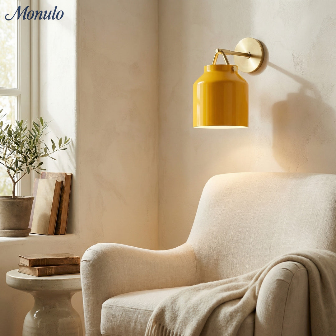 Applique murale minimaliste Hanton – Applique en verre lait vintage avec accent en métal