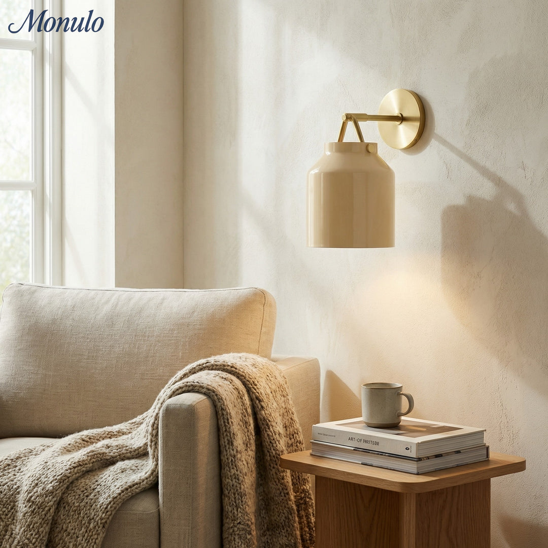 Applique murale minimaliste Hanton – Applique en verre lait vintage avec accent en métal