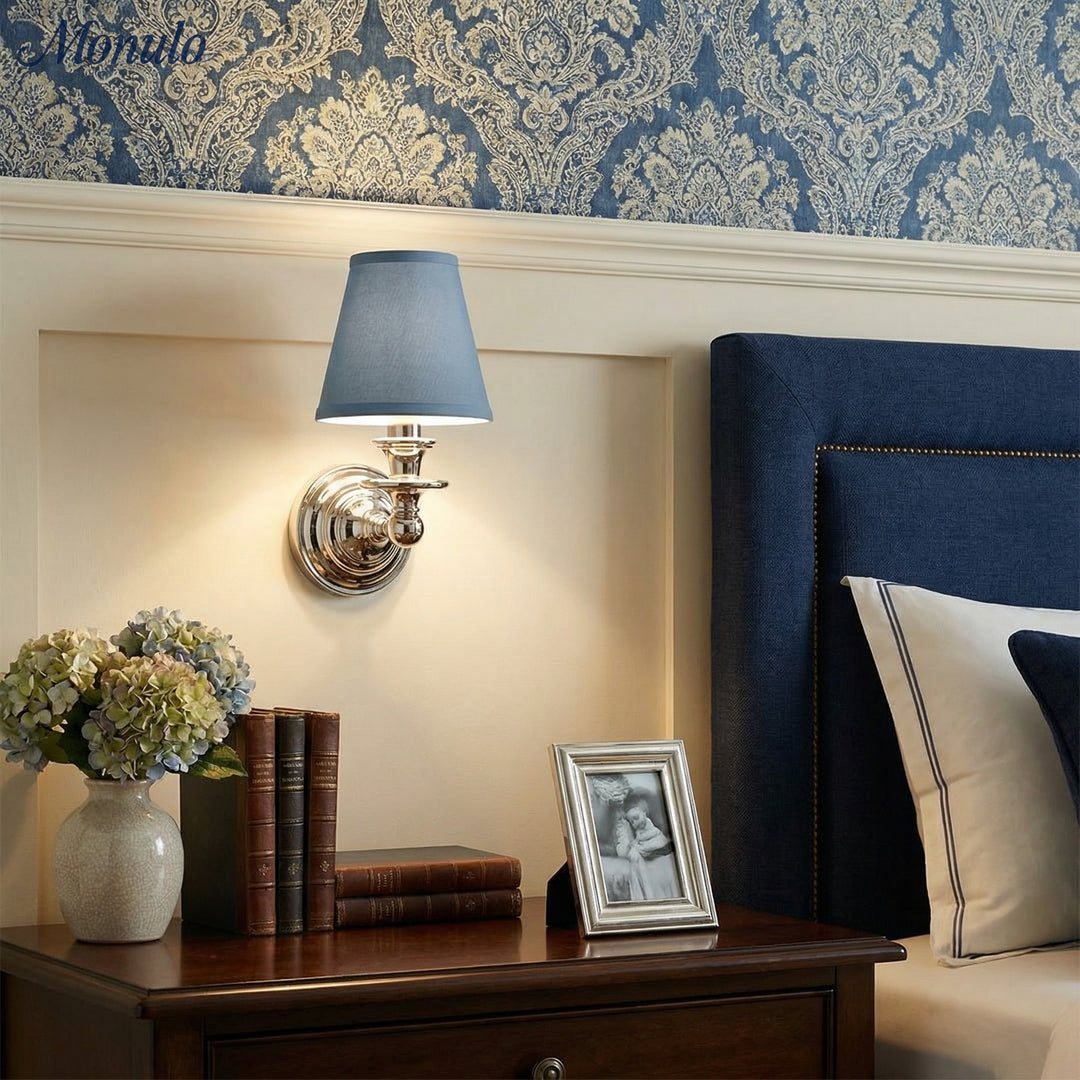 Rowan Drum Shade Wall Sconce – Fabric Sconce Light for Cozy Cottage Lighting