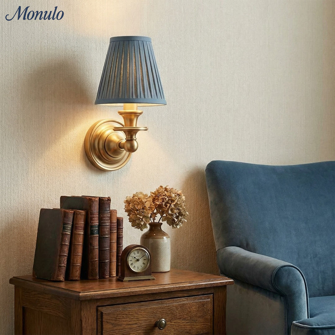 Rowan Drum Shade Wall Sconce – Fabric Sconce Light for Cozy Cottage Lighting