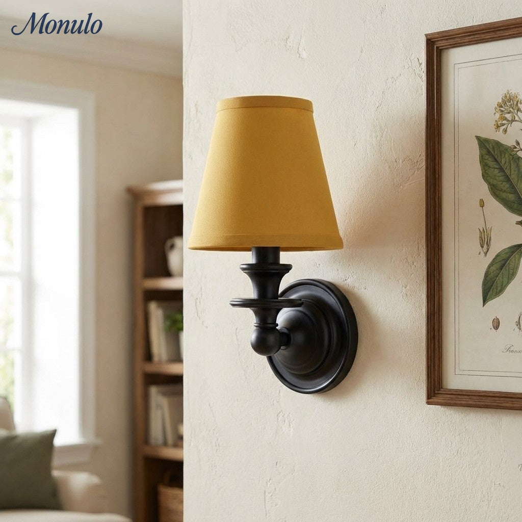 Rowan Drum Shade Wall Sconce – Fabric Sconce Light for Cozy Cottage Lighting