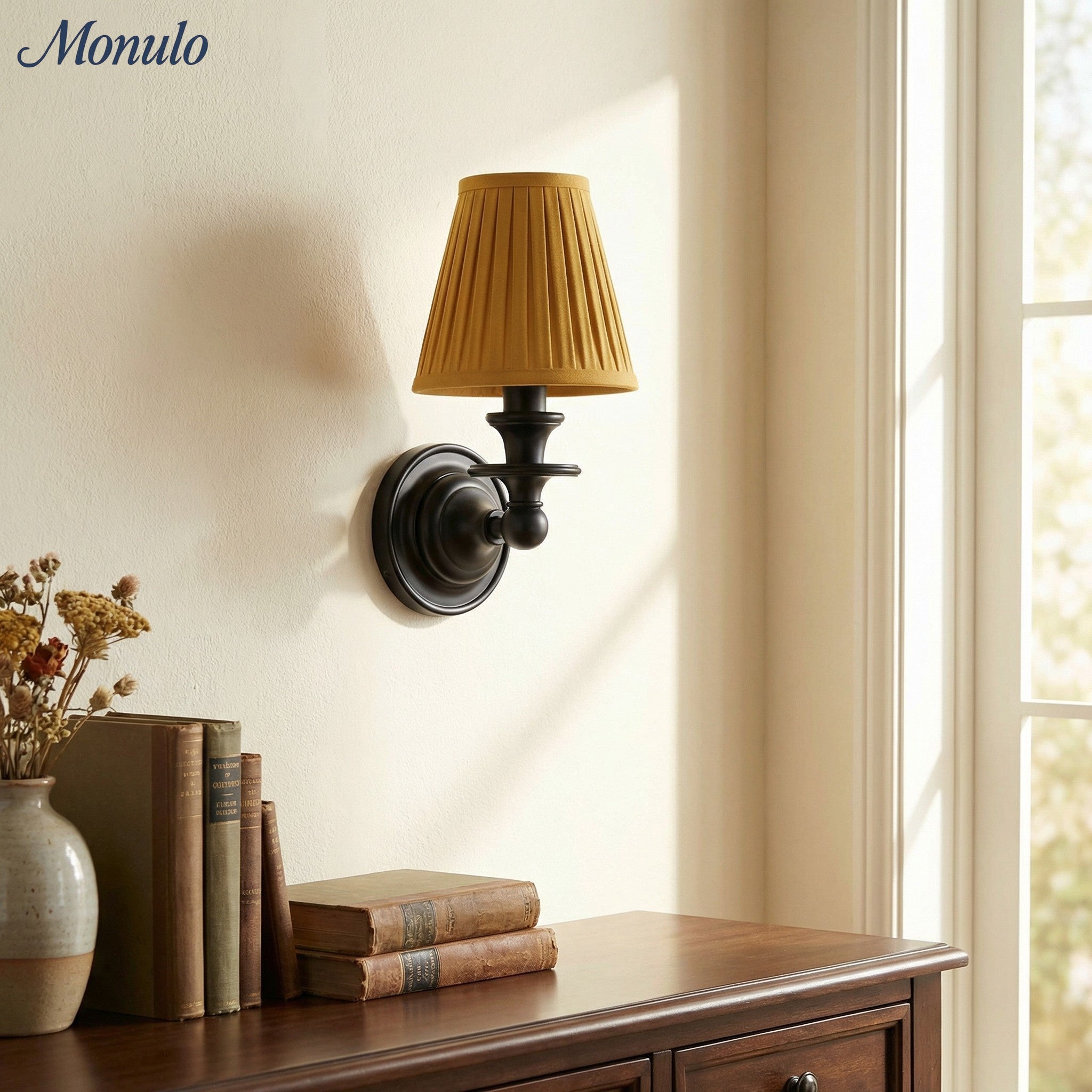 Rowan Drum Shade Wandlampe – Stoff-Wandleuchte für gemütliche Landhausbeleuchtung