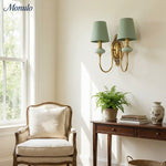 Load image into Gallery viewer, Rowan Classic Fabric Shade Sconce – Ceramic Wall Light for Hallway or Bedroom