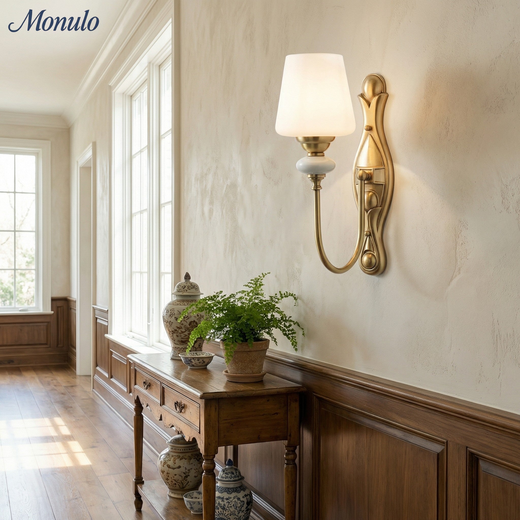 Rowan Classic Stoffschirm Wandleuchte – Keramik-Wandlampe für Flur oder Schlafzimmer