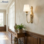 Load image into Gallery viewer, Rowan Classic Fabric Shade Sconce – Ceramic Wall Light for Hallway or Bedroom