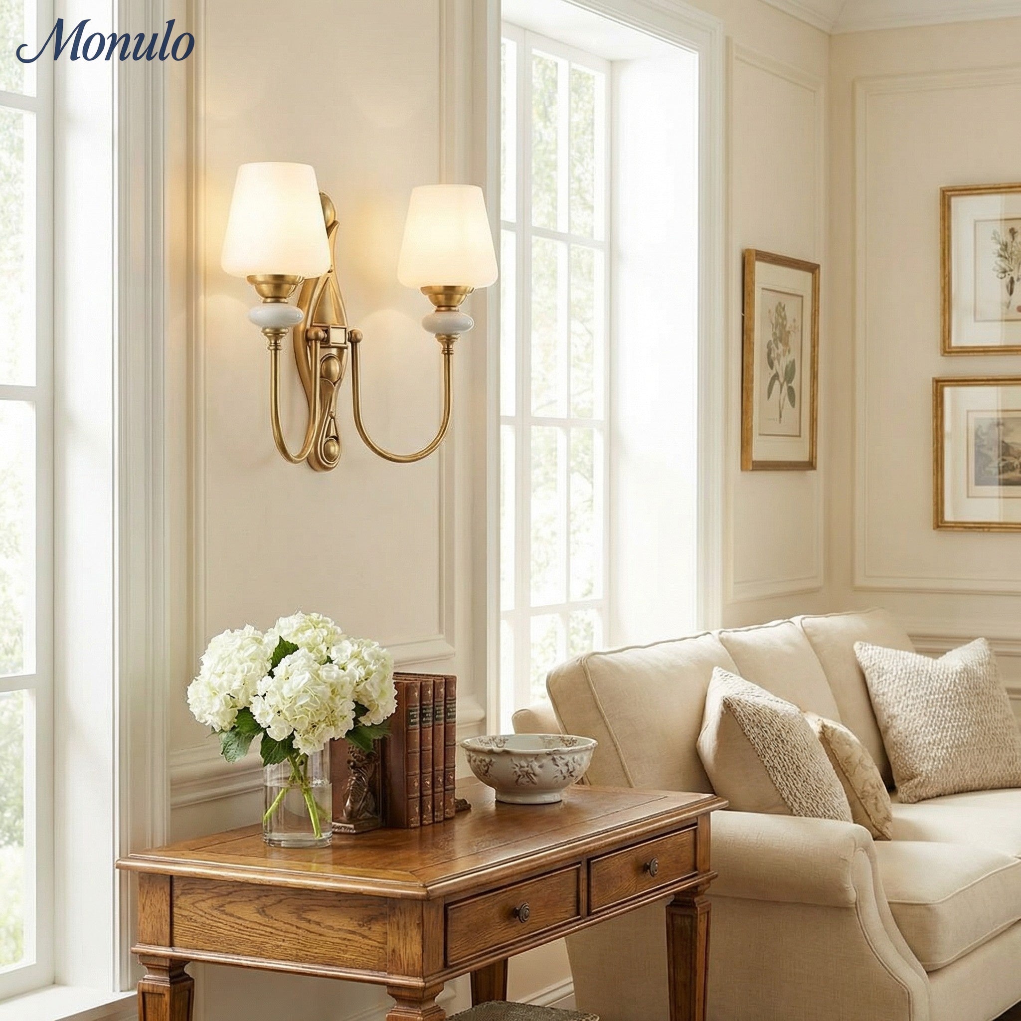 Rowan Classic Stoffschirm Wandleuchte – Keramik-Wandlampe für Flur oder Schlafzimmer