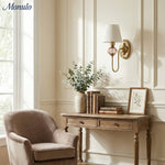 Load image into Gallery viewer, Rowan Classic Fabric Shade Sconce – Ceramic Wall Light for Hallway or Bedroom