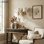 Load image into Gallery viewer, Rowan Classic Fabric Shade Sconce – Ceramic Wall Light for Hallway or Bedroom