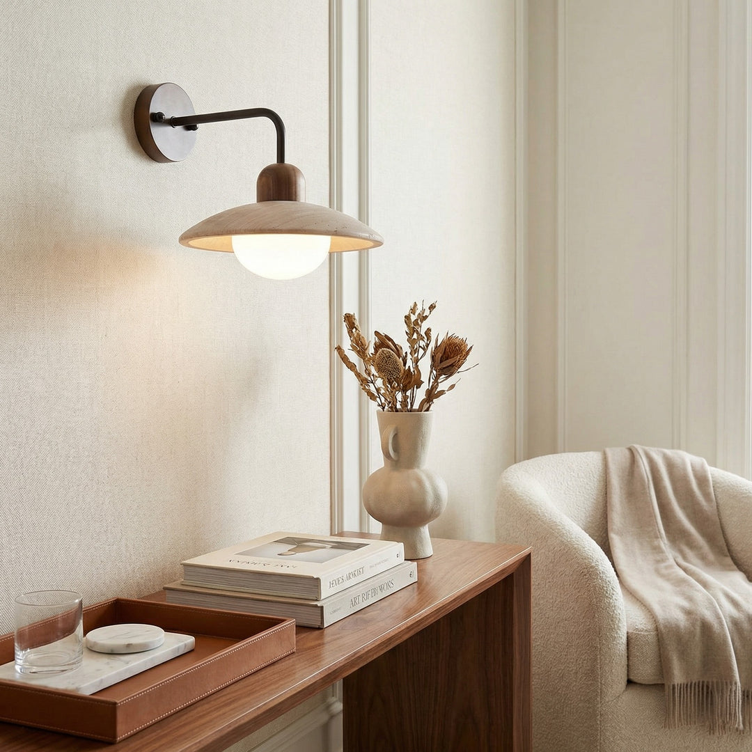Travira Modern Design Disc Travertine Wall Light