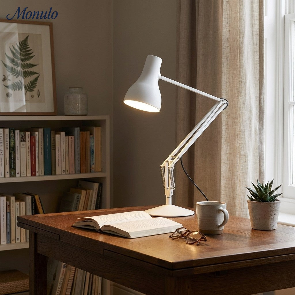 Modryx Modern Pivoting Desk Lamp with Clean Lines - Minimal Task Light for Office Desk and Nightstand