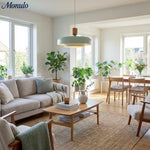 Cargar imagen en el visor de la Galería, Lámpara colgante moderna minimalista de acabado en madera en capas Oribela para islas y vestíbulos