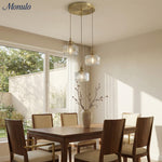 Load image into Gallery viewer, Japanese Vintage Simple Brass Glass Ribbed Cylinder Pendant Light