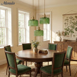 Load image into Gallery viewer, Japanese Vintage Simple Brass Glass Ribbed Cylinder Pendant Light