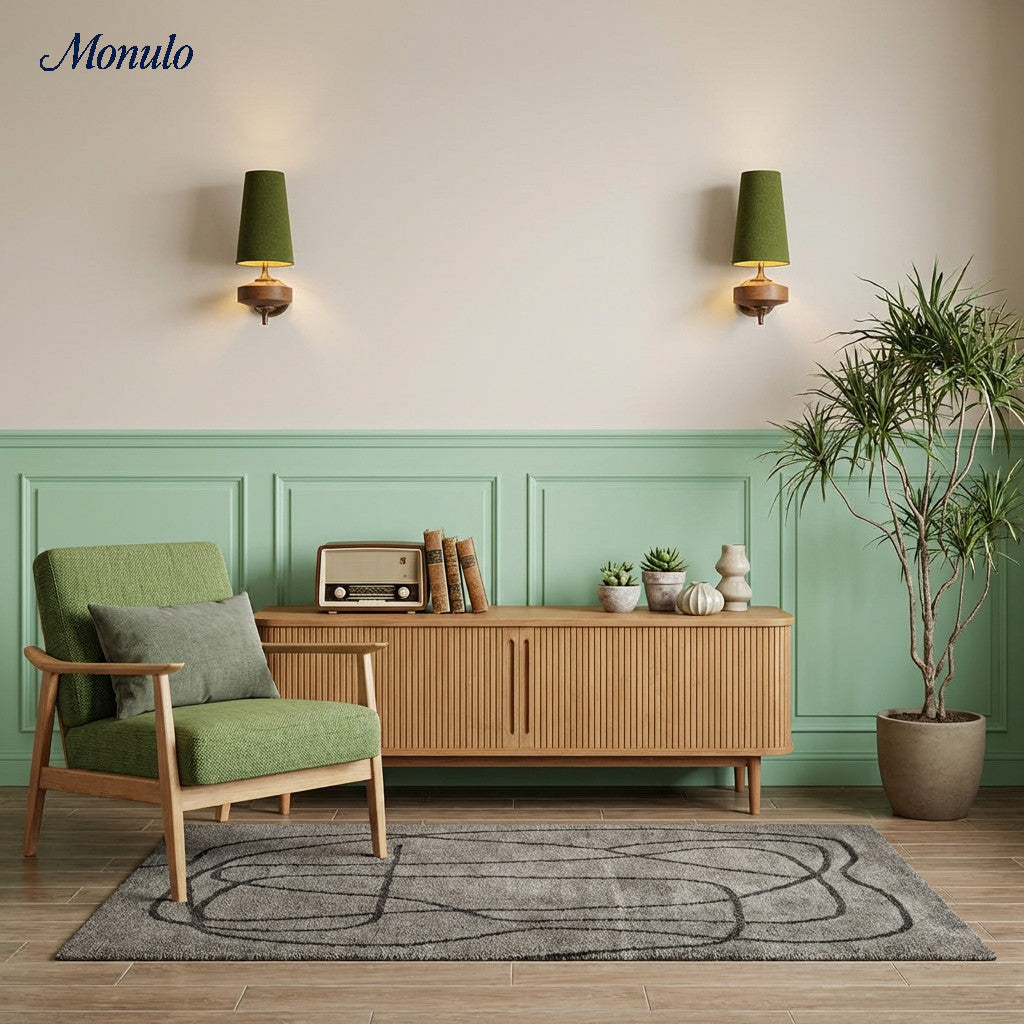 Aplique de pared Rowan Retro con pantalla de tela: iluminación clásica de tela para el dormitorio