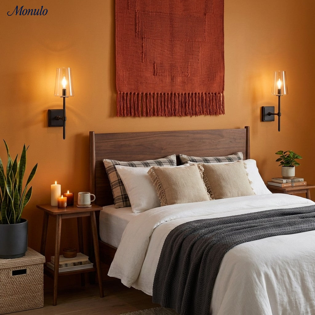 Aplique de vidrio transparente Derlina: elegante aplique para tocador individual o triple