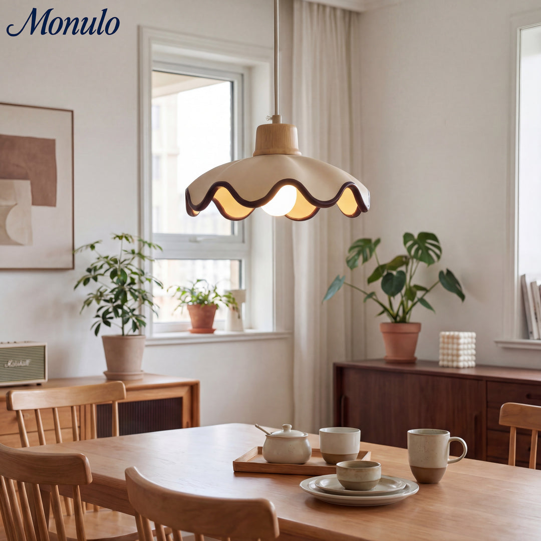 Suspension en résine en forme d'onde Resinova - Résine métallique moderne pour salles à manger et cuisines