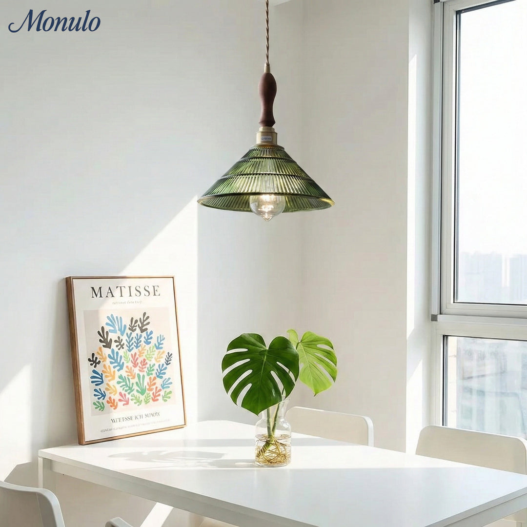 Lámpara Colgante de Vidrio Texturizado Estilo Mid Century Modern de Verdoma - Estilo Vintage para Comedor