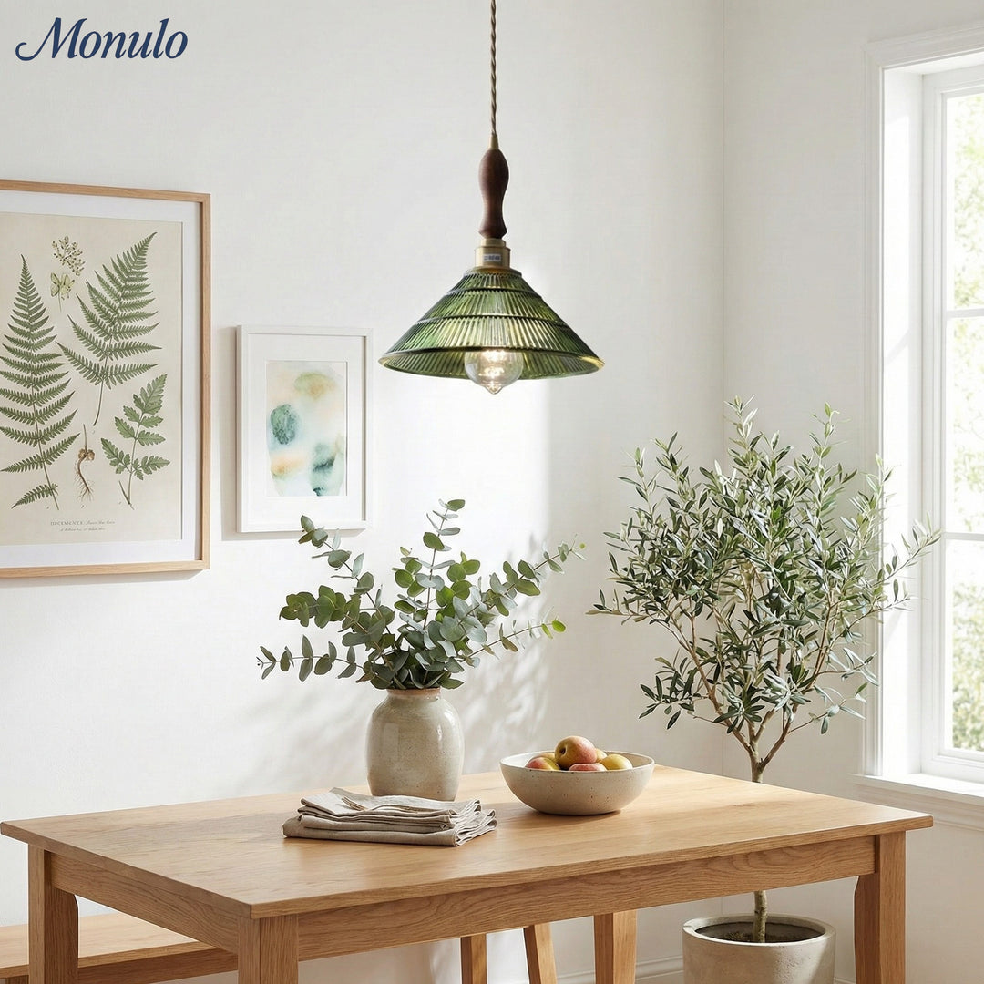 Lámpara Colgante de Vidrio Texturizado Estilo Mid Century Modern de Verdoma - Estilo Vintage para Comedor