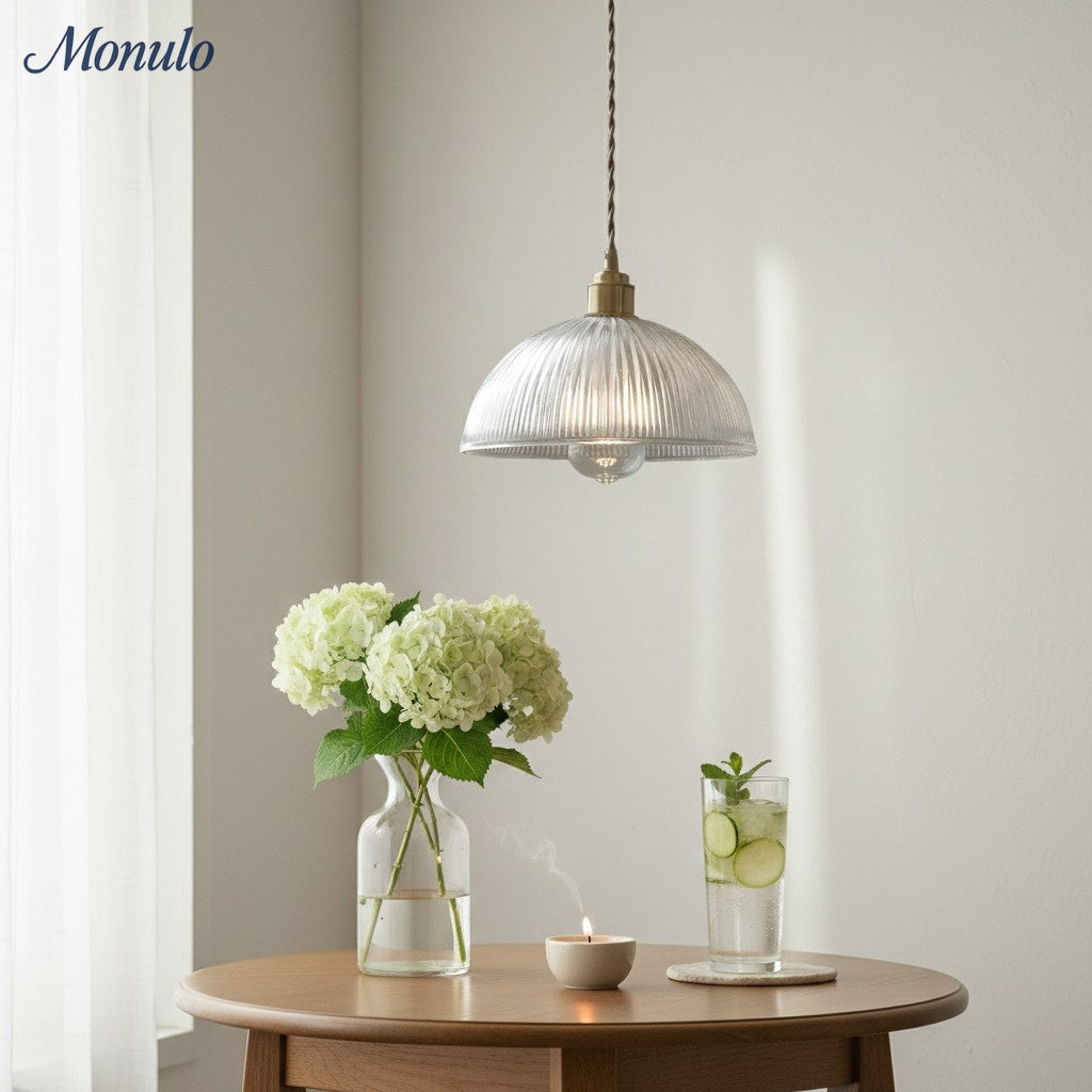 Lámpara Colgante de Vidrio Texturizado Estilo Mid Century Modern de Verdoma - Estilo Vintage para Comedor