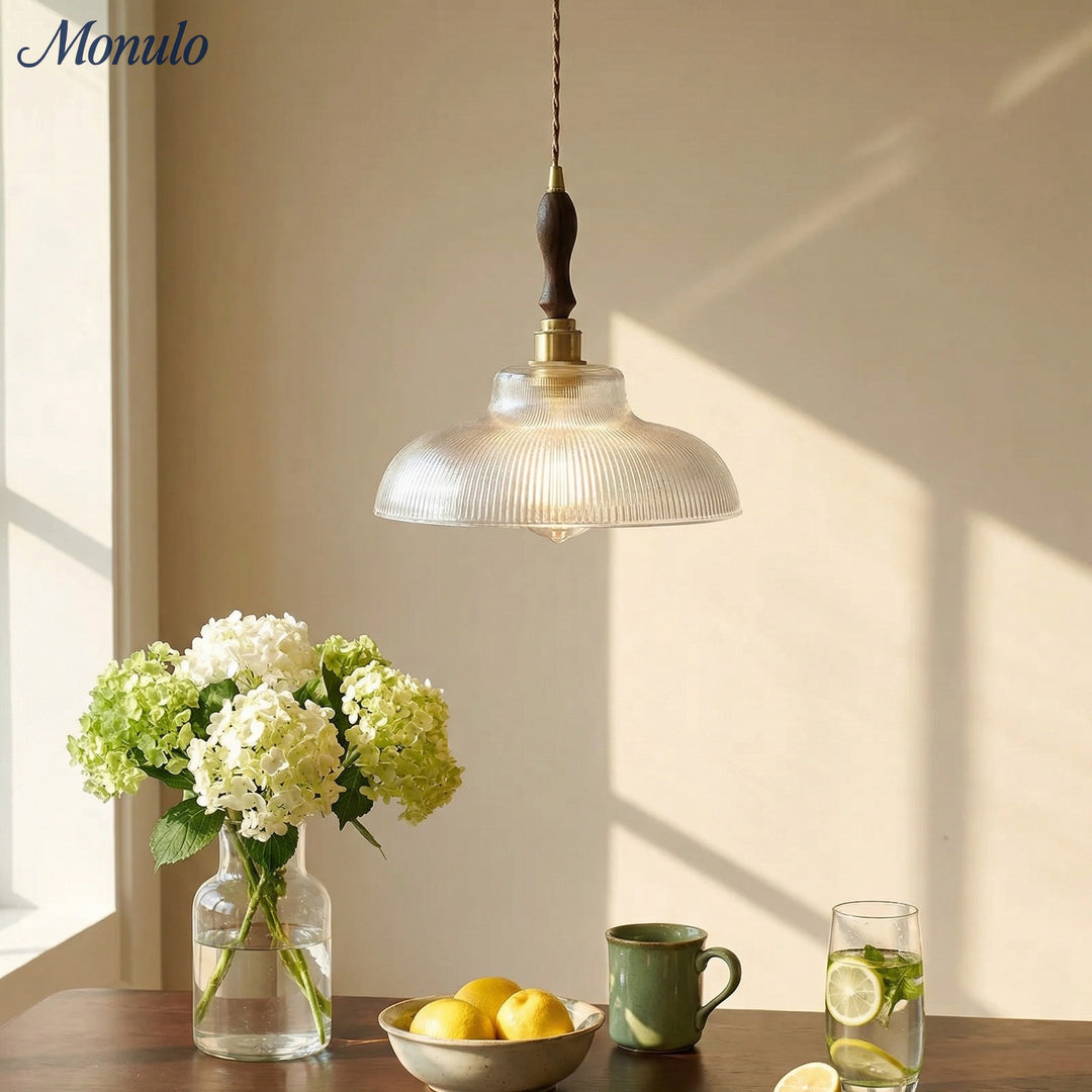 Lámpara Colgante de Vidrio Texturizado Estilo Mid Century Modern de Verdoma - Estilo Vintage para Comedor