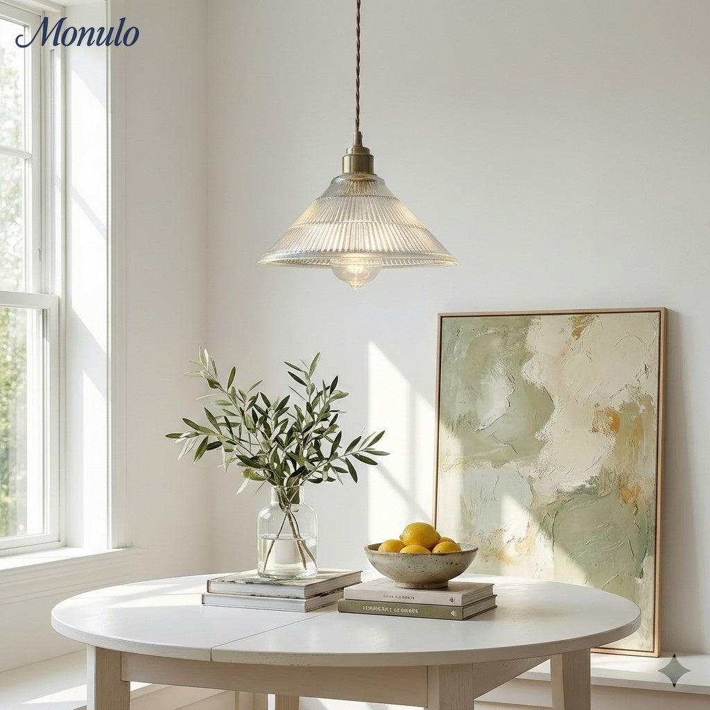 Lámpara Colgante de Vidrio Texturizado Estilo Mid Century Modern de Verdoma - Estilo Vintage para Comedor