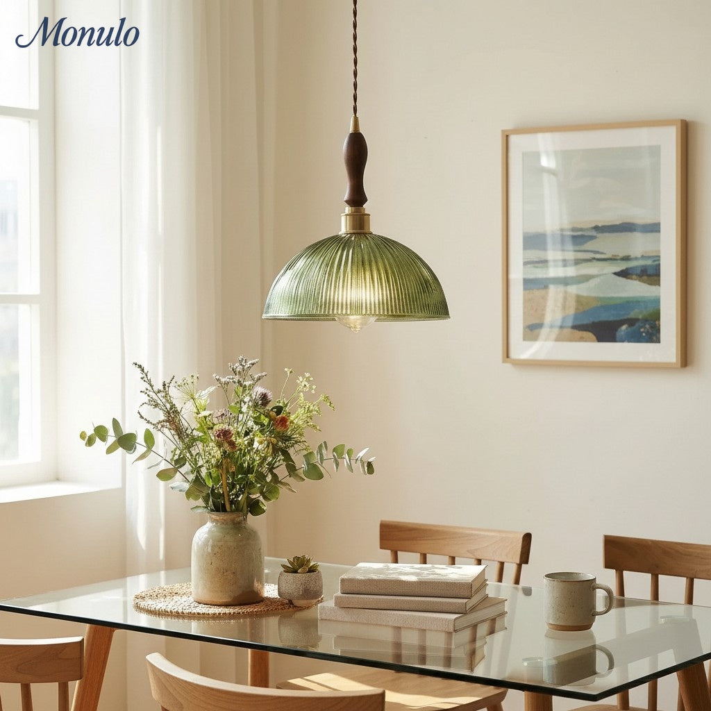Lámpara Colgante de Vidrio Texturizado Estilo Mid Century Modern de Verdoma - Estilo Vintage para Comedor