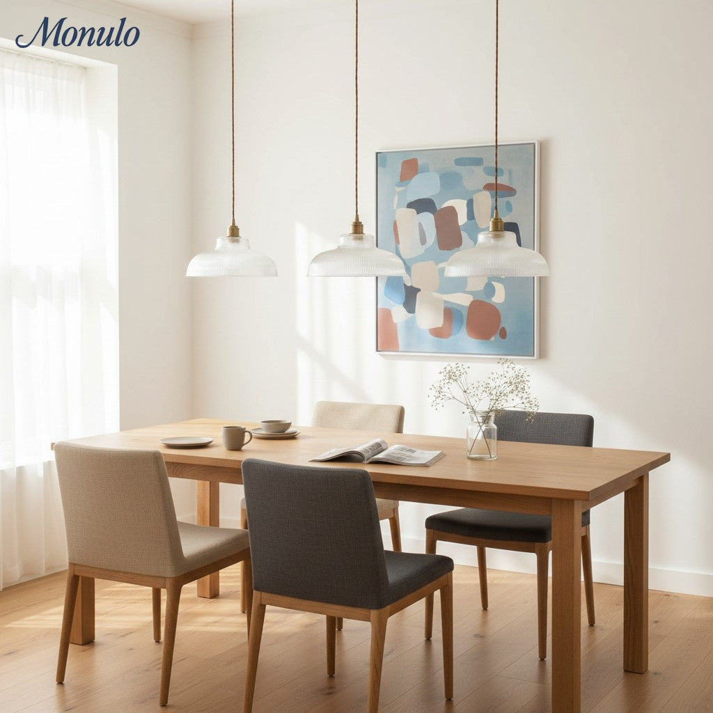 Lámpara Colgante de Vidrio Texturizado Estilo Mid Century Modern de Verdoma - Estilo Vintage para Comedor