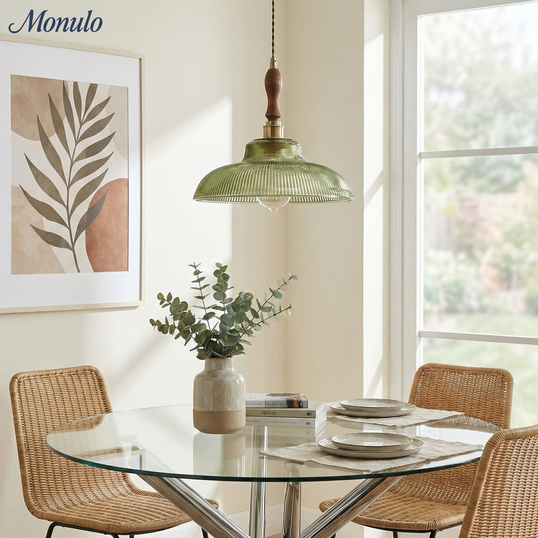 Lámpara Colgante de Vidrio Texturizado Estilo Mid Century Modern de Verdoma - Estilo Vintage para Comedor
