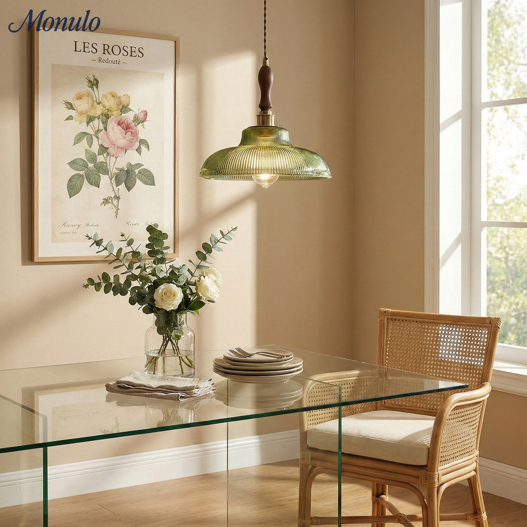 Lámpara Colgante de Vidrio Texturizado Estilo Mid Century Modern de Verdoma - Estilo Vintage para Comedor