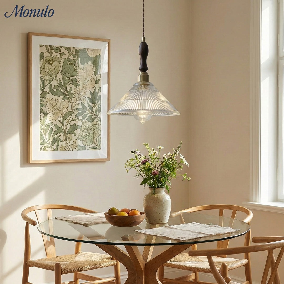 Lámpara Colgante de Vidrio Texturizado Estilo Mid Century Modern de Verdoma - Estilo Vintage para Comedor
