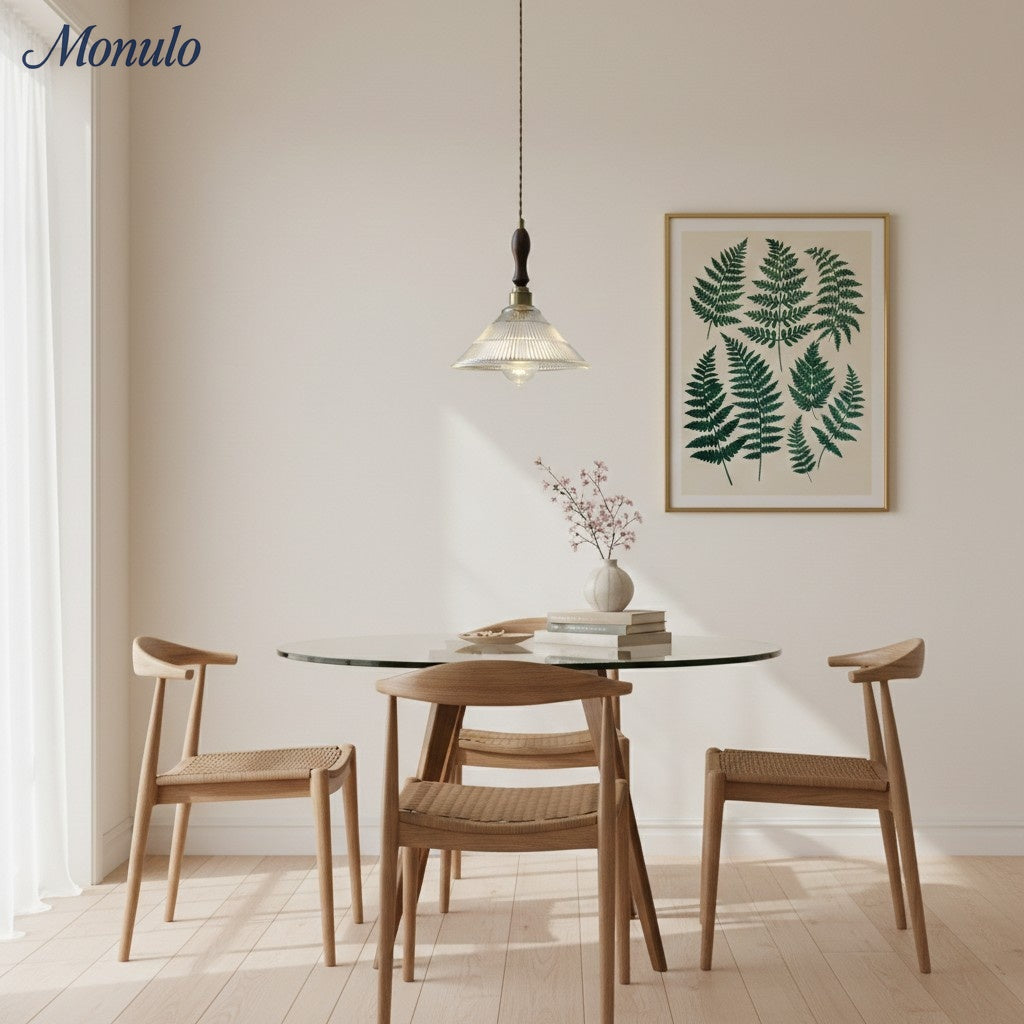 Lámpara Colgante de Vidrio Texturizado Estilo Mid Century Modern de Verdoma - Estilo Vintage para Comedor