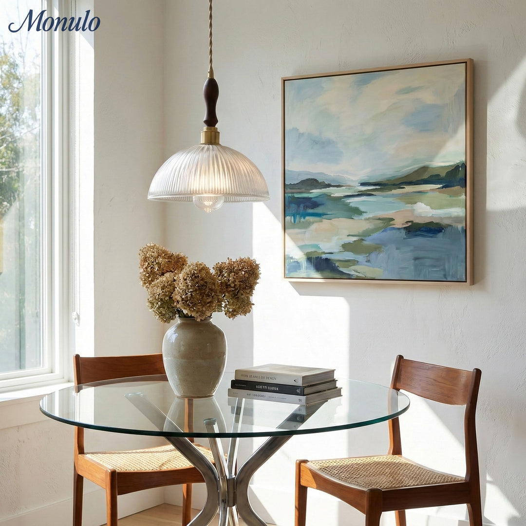 Lámpara Colgante de Vidrio Texturizado Estilo Mid Century Modern de Verdoma - Estilo Vintage para Comedor